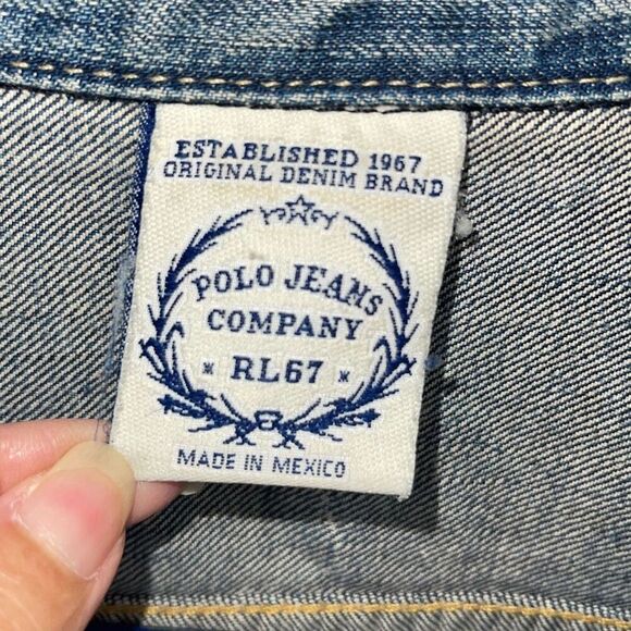 Polo Jeans Co RL67 by Ralph Lauren Lydia Repair‎ Denim Jacket Small Over Reverso - Picture 8 of 11